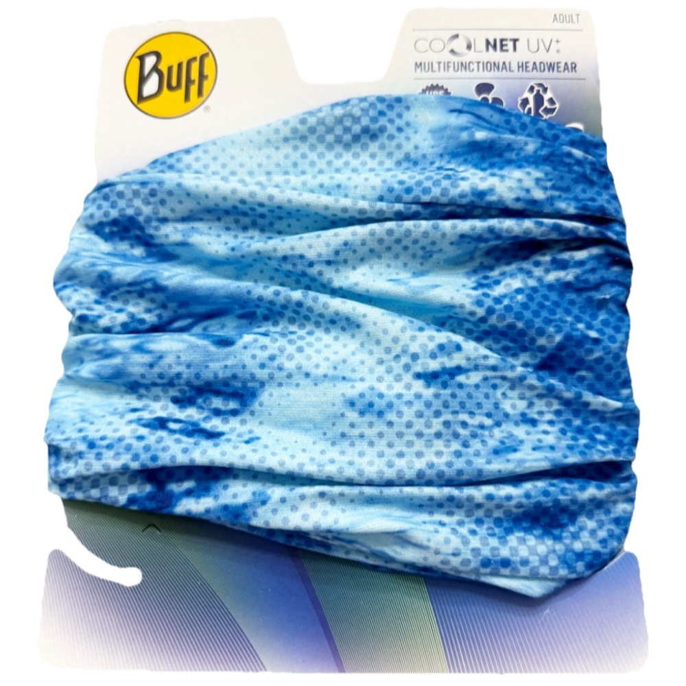 Buff CoolNet UV+ Multifunctional Headwear Blue Camo Fishing/Boating/Kayak/Beach